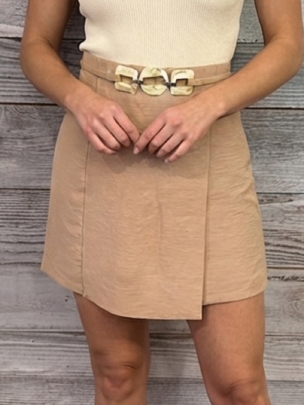 NWT Messini Brand  Tan Mini Skort